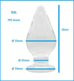 Buttplug XXL kristalglas- anaalplug- grote anale dildo - Ø 75mm - helder glazen dildo- sex anale butt plug seksspeelgoed voor mannen en vrouwen — thumbnail 1
