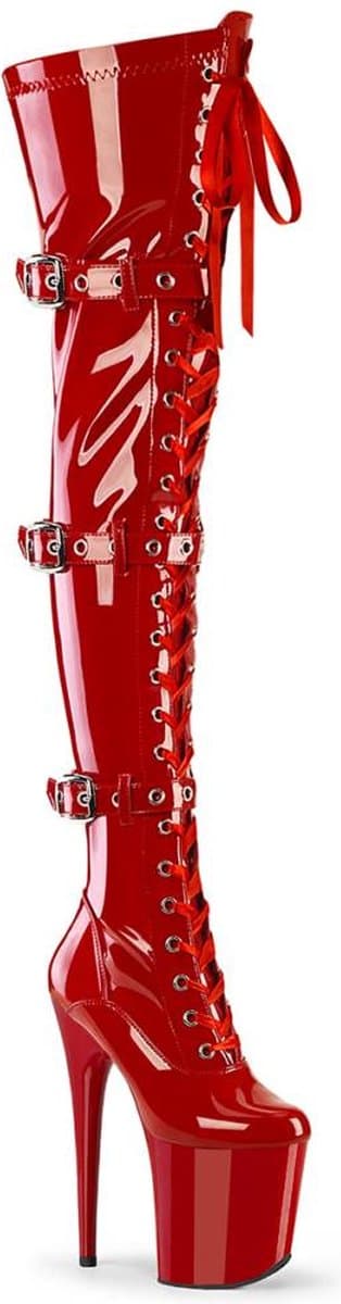 Pleaser - FLAMINGO3028 Plateau Overknee Laarzen - US 10 - 40 Shoes - Rood — afbeelding 1