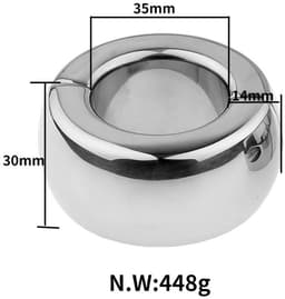 Magnetische ovalen ballstretcher 30 mm - ballenspreider -metaal - rvs - cockring — thumbnail 2