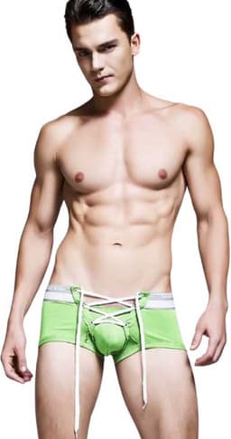 Sexy Heren Boxershort – Veter Sluiting - Groen - Lingerie - Ondergoed - Strak — thumbnail 4