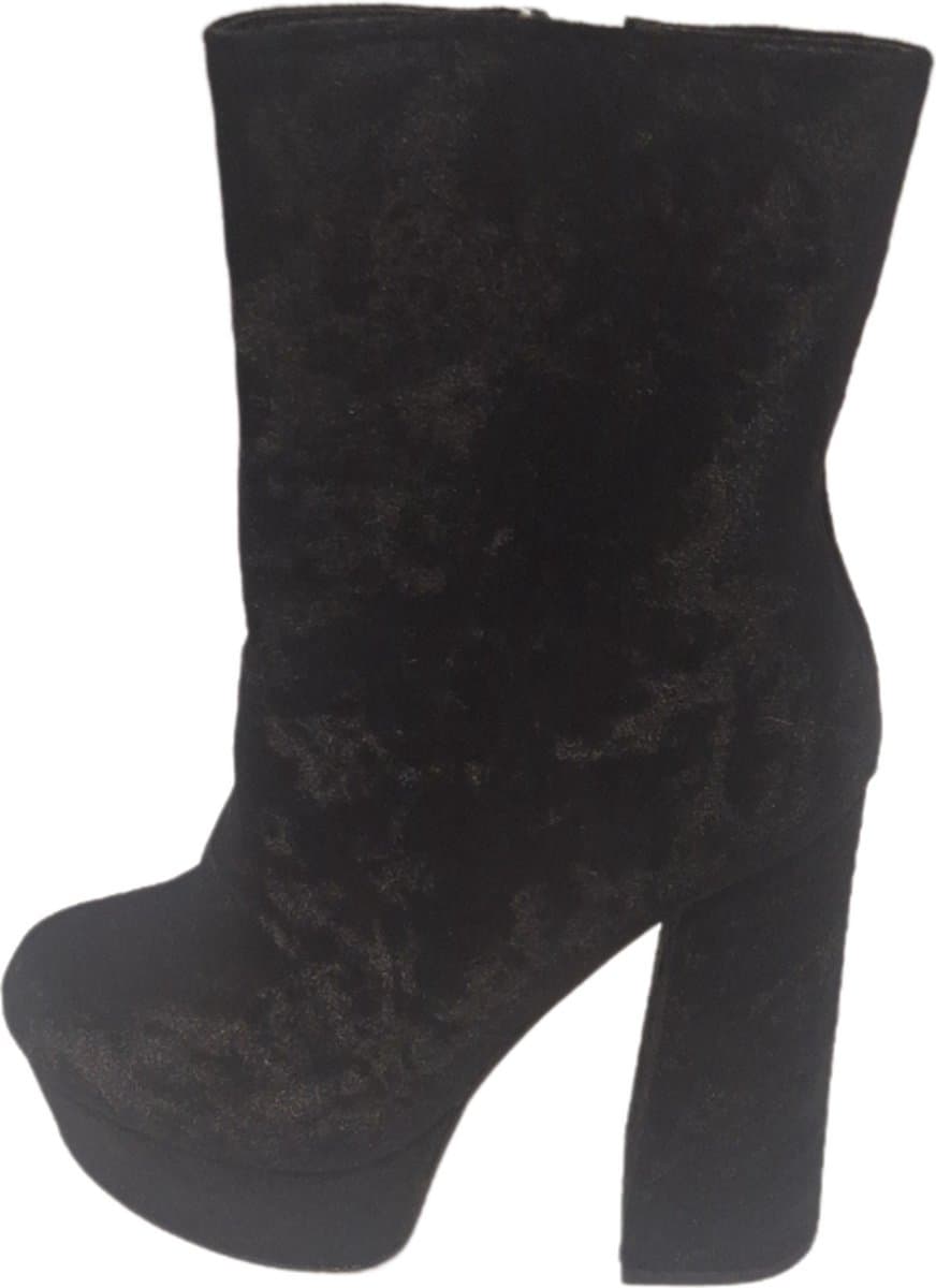 BELLAMICA-VELOUR-LAARS-BLACK-HAK 12 CM-PLATEAU 4 CM-SIZE 40 — afbeelding 1