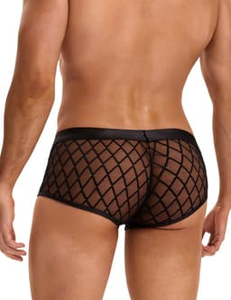 Zwarte heren boxershorts met doorzichtige mesh - maat XS/S - mens sexy sheer black boxer underwear - trendy heren ondergoed erotiek - BDSM - clubwear latex mannen — thumbnail 3