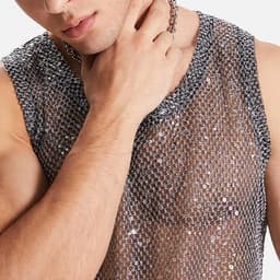 Erotiek tank top heren - Glitter and glamour - Hemd - Mesh - Visnet — thumbnail 2