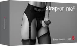 Strap-On-Me - Comfortabel Strap-on Voorbinddildo Harnas Van Microfiber Met Jarretels - Rebel - Zwart S — thumbnail 5