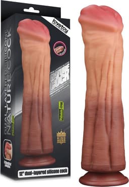 Lovetoy - XXL Dildo - Dual layered Platinum Silicone Cock - 30 cm lang en modder vet — thumbnail 1