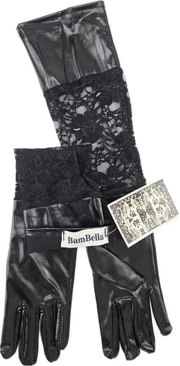 BamBella® - Handschoenen Glans kant zwart Sexy fetish erotiek erotische accessoire — thumbnail 2