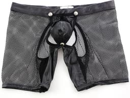 Transparante boxershort - open kruis - BDSM - PU leder - afneembaar - exotische lingerie heren - Sexy — thumbnail 2