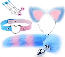 roleplay fox - tepelklemmen - oortjess - chocker - butt plug staart - sexy — thumbnail 1