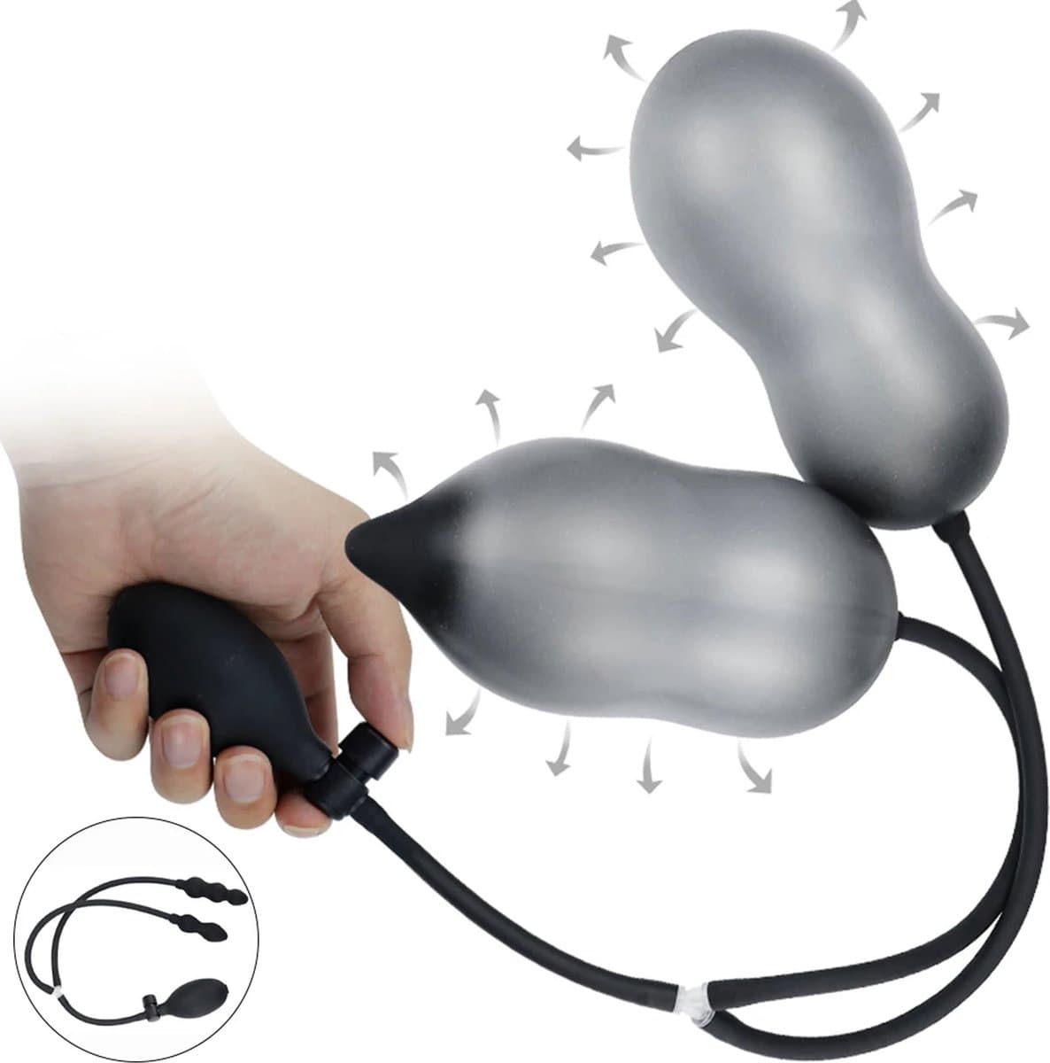 Dubbele opblaasbare grote buttplug - Stelletjes - Anaal en Vaginaal - Dildo - Anale stimulatie - Multifunctioneel - Dilator - Expander — afbeelding 1