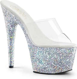Pleaser - ADORE-701LG Muiltjes - Paaldans schoenen - 42 Shoes - Transparant/Zilverkleurig — thumbnail 1