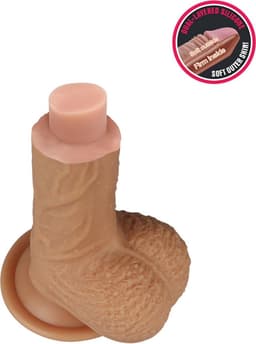 Productnaam LoveToy - Dual Silconen Dildo - platinum quality - beige - 21,5 cm — thumbnail 5