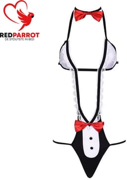 Sexy Lingerie Body Dames – Tuxedo Stijl Met Strikjes – Open Rug Outfit — thumbnail 1