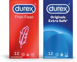 Durex - 24 stuks Condooms - Thin Feel 1x12 stuks - Extra Safe 1x12 stuks - Voordeelverpakking