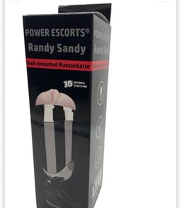 Power Escorts - Randy Sandy - Vibrerende Masturbator met Zuignap - Seksspeeltje voor Mannen - Penis & Eikel Vibrator - Kunst Vagina - Masturbators - 22 cm - gave cadeaubox van Power Escorts - BR03 - Zwart - beige — thumbnail 3