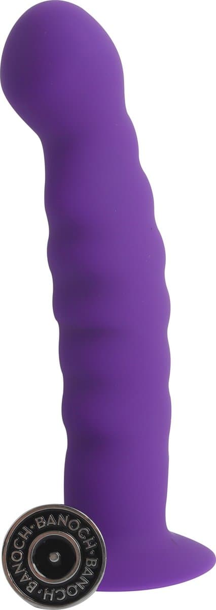 Banoch | Dildo ribbel paars siliconen met zuignap | 14,5 cm lang | max Ø 3 cm — afbeelding 1