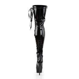 EU 44 = US 13 | DELIGHT-3050 | 6 Heel, 1 3/4 PF Thigh Boot w/Side Ribbon Lace, Side Zip — thumbnail 4