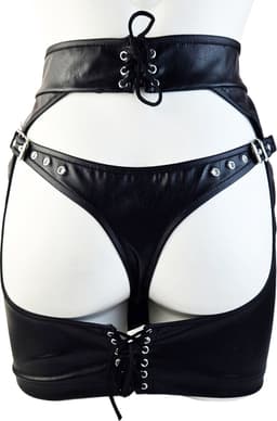 BamBella® - BDSM rok - Maat S M L - Shiny Wetlook - Sexy Erotische rokje Super shine metallic Lame Glans Zwart — thumbnail 1