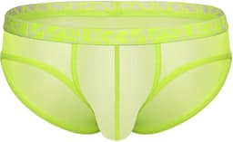 SUKREW Sheer Low-rise Brief Acid Yellow - MAAT S - Erotisch Heren Ondergoed - Slip voor Man - Sexy mannen Slip — thumbnail 1