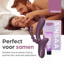 Sinsaa Tarzan Vibrator - Rabbit Vibrator – G-Spot & Luchtdruk Clitoris Stimulator – Anaal kralen - Vibrators voor vrouwen - 10 Vibratiesnelheden & 5 Zuigfunctie snelheden - Inclusief glijmiddel – Lana – Donker Paars — thumbnail 3
