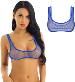 Visnet topje - Blauwe visnet BH - Sexy top - One size - Crop Top - Elastische top - Erotiek - Festival top - Blauw - CHPN — thumbnail 1