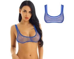Visnet topje - Blauwe visnet BH - Sexy top - One size - Crop Top - Elastische top - Erotiek - Festival top - Blauw - CHPN