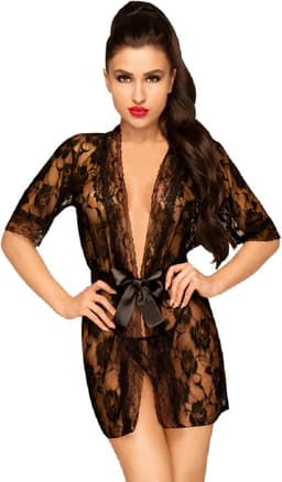 Penthouse Lingerie Sweet Retreat Kimono - Erotische Lingerieset - Maat XL - Zwart — thumbnail 3
