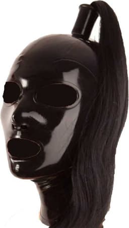 Fetisj latex masker met staart - One size voor XS t/m M - Sex masker - Seks BDSM - Rubber - 4MM dik - Extra staart functie voor controle — thumbnail 1