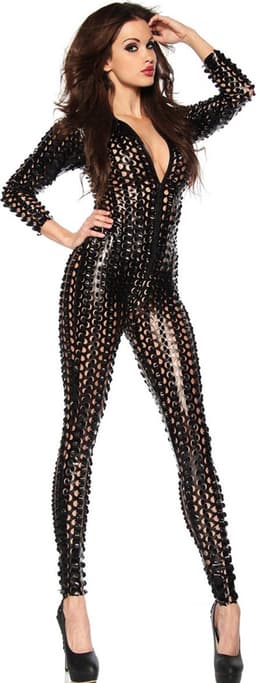 Wetlook SM See True Jumpsuit Black -  Mooi design - Hoogwaardige kwaliteit - See true - Sexspelletjes voor mannen en vrouwen - Spandex - Spannend voor koppels - Wetlook - Erotische kleding - Lingerie erotisch - Lingerie body sexy - Erotiek — thumbnail 1