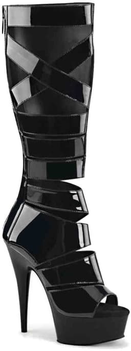 EU 36 = US 6 | DELIGHT-600-49 | 6 Heel, 1 3/4 PF Knee High Gladiator Boot, Back Zip — thumbnail 1