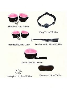 Oneay BDSM Extreme Bondage Set - 11 Delig -SM Handboeien - Zweep / Veer / Tepelklemmen - Sex Toys voor Koppels - Seksspeeltjes voor mannen en vrouwen - Sex Pakket en Toys - Paars — thumbnail 2