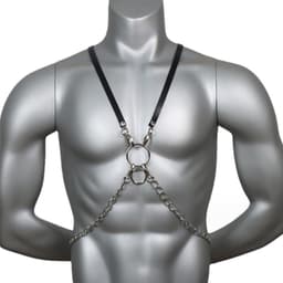 Heren Borst Harnas - Punk Harnas - Clubwear - Verstelbaar - 15 x 10 x 5 cm - Zwart — thumbnail 3