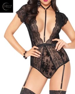 Sexy Lingerie Body – Sexy Lingerie Dames – Classy zwart & Kant – Erotische Lingerie – Bodysuit – Strapless Lingerie – Jarretelset – Lingerieset – Kinky – Erotische Body – Shapewear Corset – Strappy Harnas Details – Lingerie Top –XS/S, M, L, XL en XXL — thumbnail 3