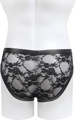 Sexy heren slips van leer en kant - maat L/XL - BDSM - black sexy leather lace men underwear - clubwear heren latex ondergoed erotiek mannen — thumbnail 5