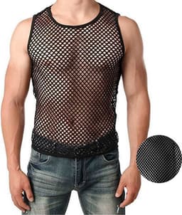 Heren mesh tank top - Visnet - Mouwloos - Erotisch hemd mannen - Polyester — thumbnail 2