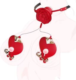 Set van vibrerende tepelklemmen en vibrerende mond gag - BDSM - Knevel - Luxe siliconen - 10 vibratietstanden — thumbnail 1