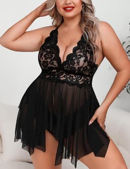Sexy Plus Size Lingerie met Open Voorkant en Strappy Details — thumbnail 3