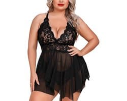 Sexy Plus Size Lingerie met Open Voorkant en Strappy Details