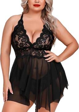 Sexy Plus Size Lingerie met Open Voorkant en Strappy Details — thumbnail 1