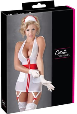 Cottelli Collection – Sexy Zuster Outfit met Realistische Kenmerken Inclusief Hoofdband en Verstelbare Bandjes – Maat S – Wit — thumbnail 4