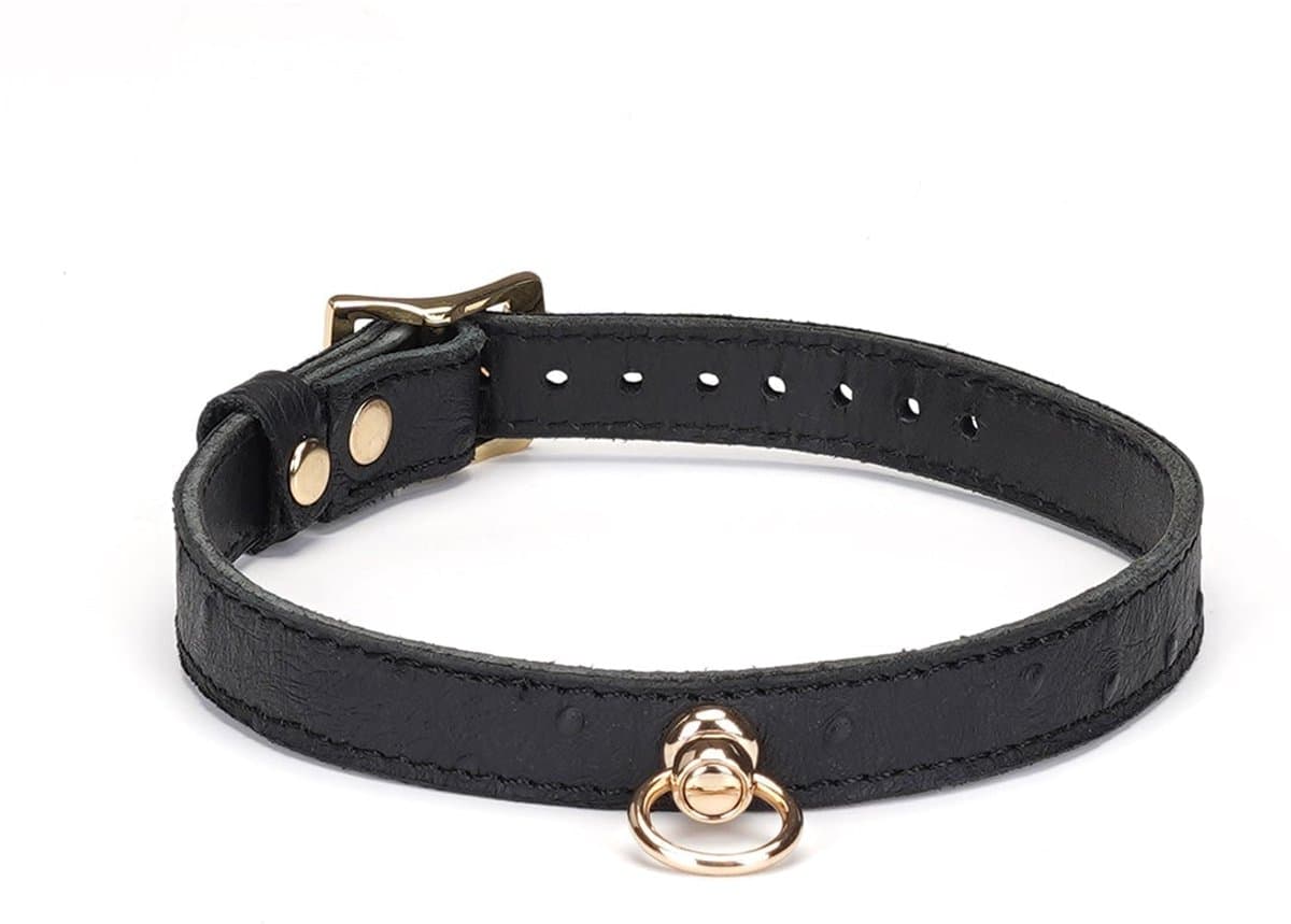 Liebe Seele Demon's Kiss Collar – Luxe Leren Halsband met Gouden O-ring — afbeelding 1