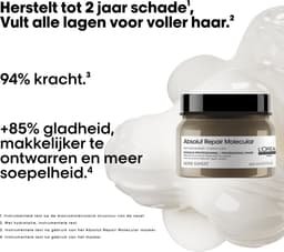 L’Oréal Professionnel Absolut Repair Molecular Rinse-Off Masker – Herstellende en versterkende werking - Voor zeer beschadigd haar - 150ml — thumbnail 3