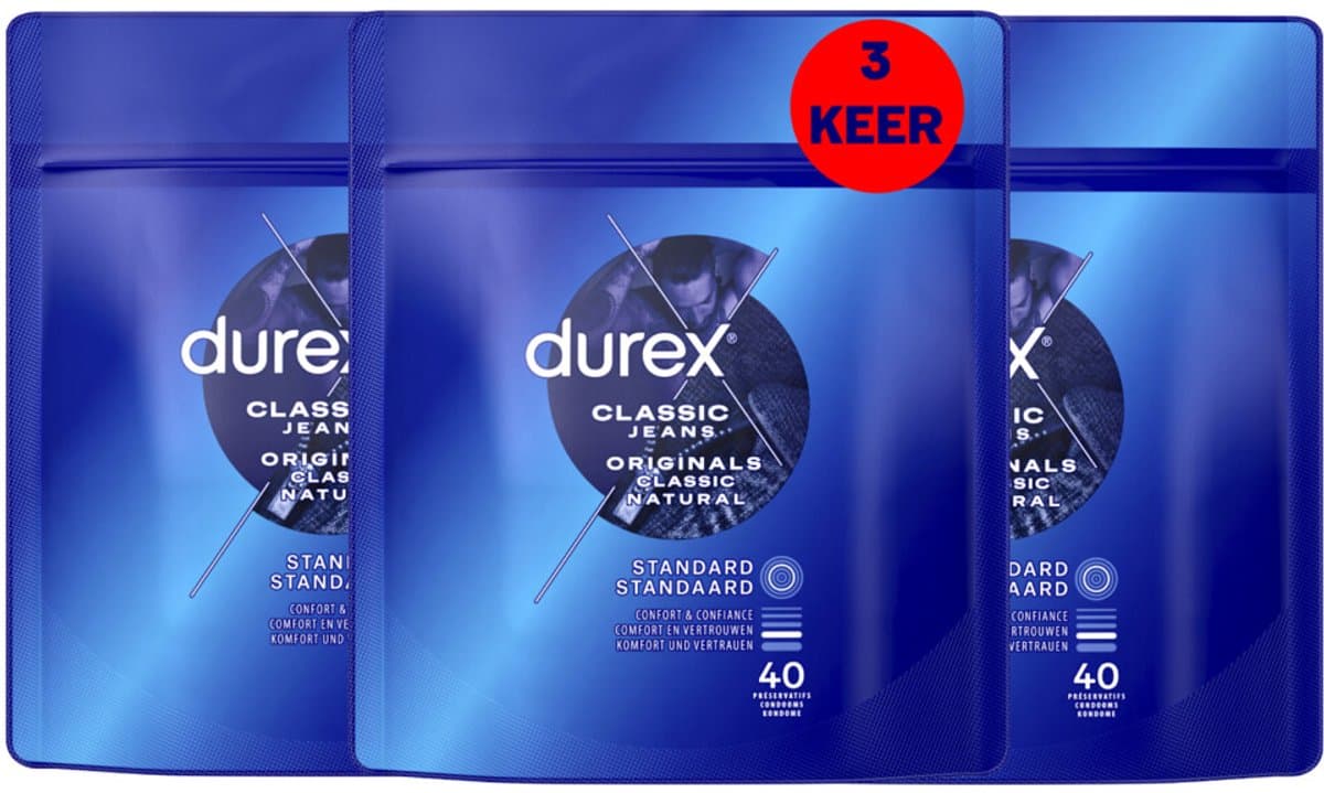 Durex Classic Natural x40 - 3 Stuks - Voordeelverpakking — afbeelding 1