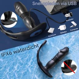 Vitdipy - Prostaat Stimulator voor Mannen - Met Penisringen - 10 Vibratie Standen - Afstandsbediening - Anaal Vibrator - Zwart — thumbnail 4