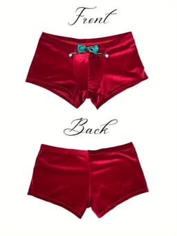 kerst boxer heren sexy bel string fluweel goedkoop floers sexy erotisch kostuum heren christmas — thumbnail 1