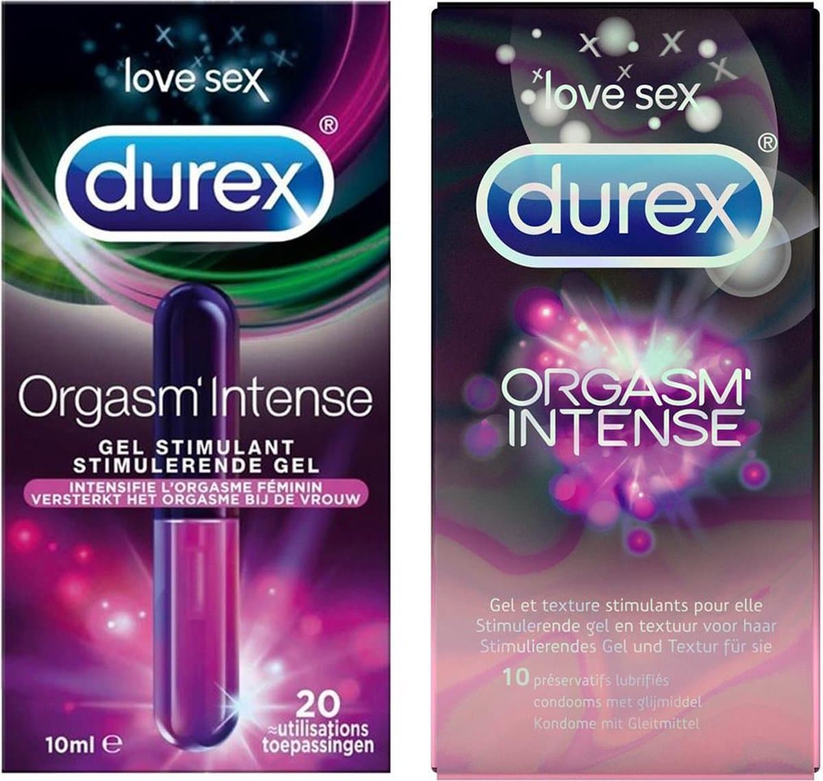 Durex Orgasm'Intense 10 condooms + Durex Intense Orgasmic Gel 10ML — afbeelding 1