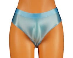 Satijnen Dames Slip voor Mannen – Glanzend – Hoge Taille – Blauw