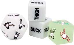 Erotisch dobbelspel met zakje - Sex dobbelstenen 4 stuks - Deluxe erotiek dobbelstenen - Pikant dobbelset - Sex dice - Voorspel set - Glow in the dark — thumbnail 2