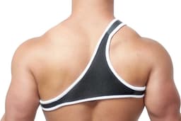 Mister B - Harnas - Neopreen Triangle Harnas - Zwart Wit - Maat L/XL — thumbnail 2