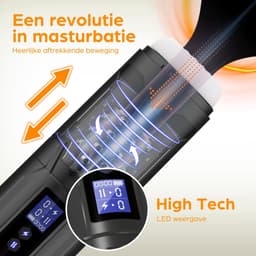 Storm 3 in 1 High End Masturbator met LED Display - Krachtige Masturbator - Watervast Ontwerp - Masturbator voor in bad of onder de douche - Roteren Vibreren en Stotende Masturbator — thumbnail 4