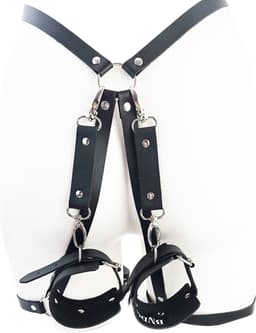 BNDGx® - Sex Harnas tuig pak met handboeien - Bondage set BDSM Erotische Fetish Body Nep Leer - Verstelbaar - — thumbnail 1